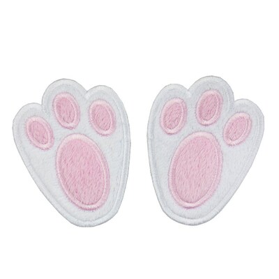 Easter Bunny White and Pink Paw Prints Sew or Iron on Patch - image1